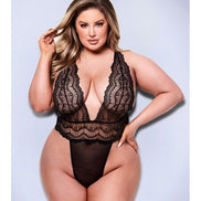 Baci Sexy Deep V Lace Teddy - Queen Size
