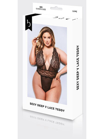 Baci Sexy Deep V Lace Teddy - Queen Size