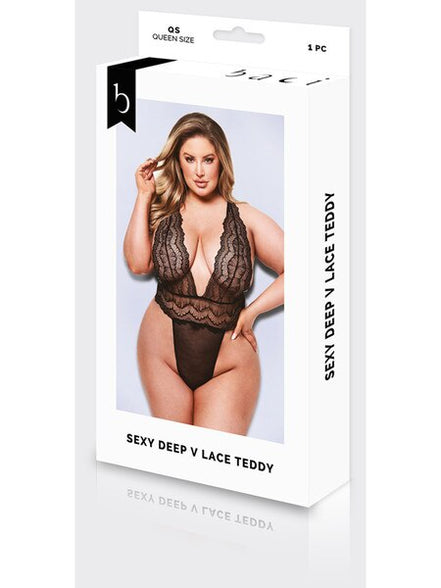 Baci Sexy Deep V Lace Teddy - Queen Size