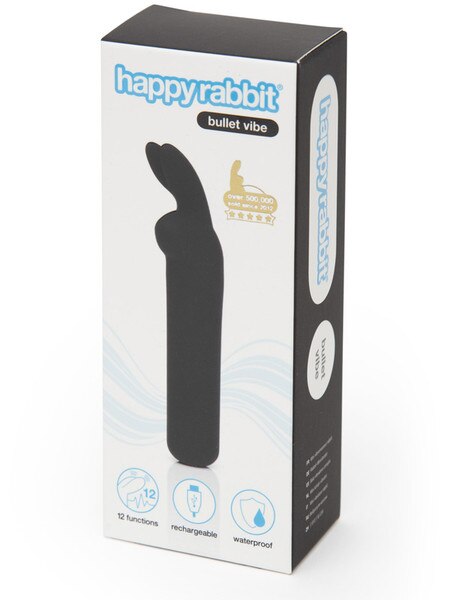 Happy Rabbit Rechargeable Rabbit Ears Bullet Vibrator Black