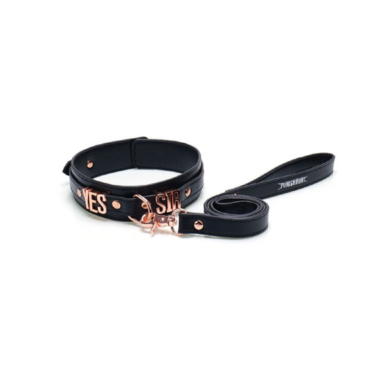 Punishment Rose Gold Yes Sir Collar and Leash