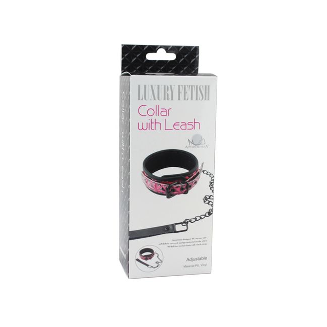 Luxury Fetish Collar With Leash - Black