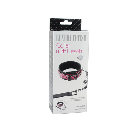 Luxury Fetish Collar With Leash - Black