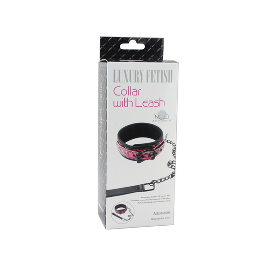 Luxury Fetish Collar With Leash - Black