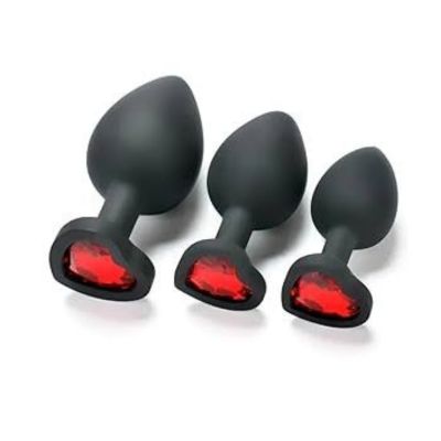 Heart black silicone Butt plug - Large