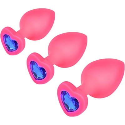 Heart pink silicone butt plug - Small
