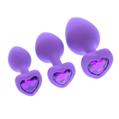 Heart purple silicone butt plug - Medium