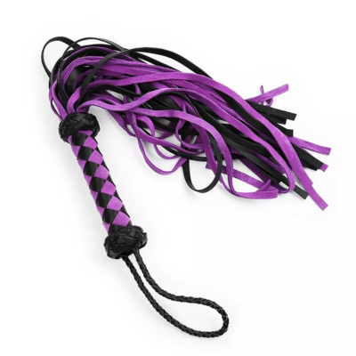 PU Leather Flogger - Black/Purple