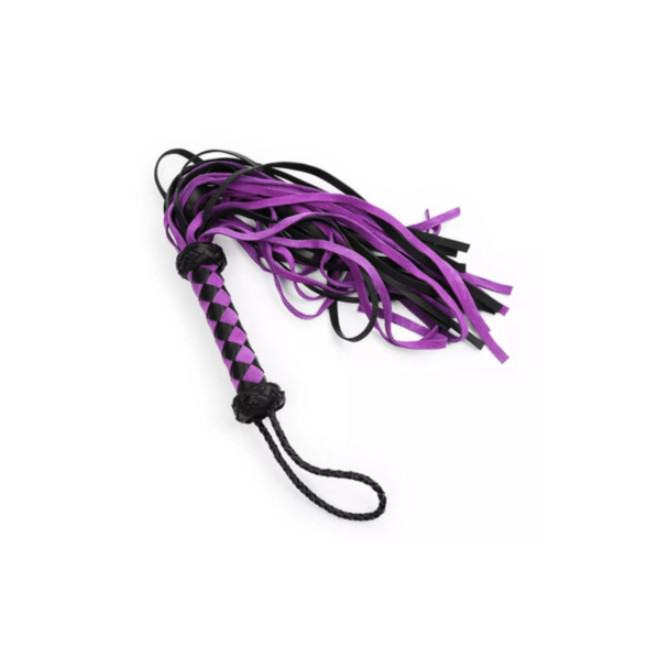 PU Leather Flogger - Black/Purple