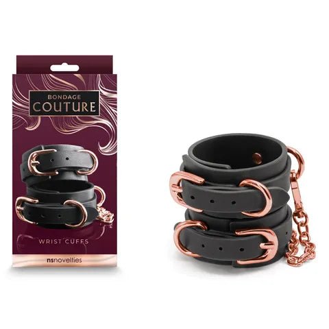 Bondage Couture Wrist Cuffs - Black - Aftercare Co.