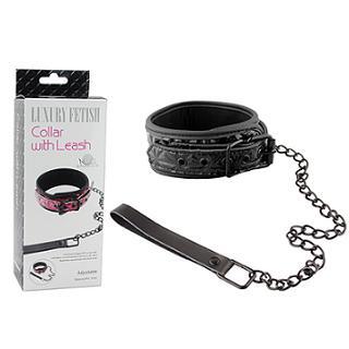 Luxury Fetish Collar With Leash - Black - Aftercare Co.